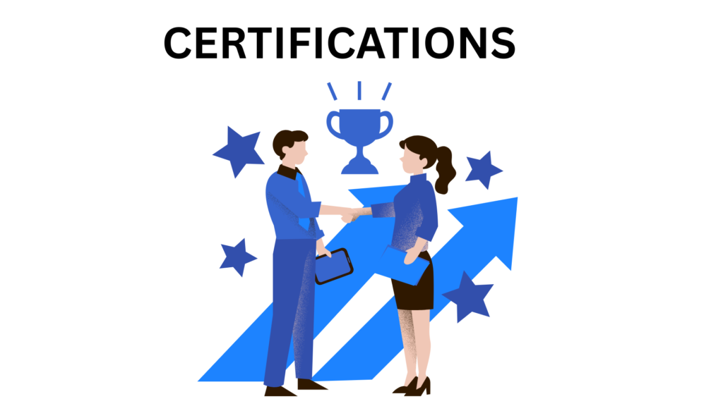 People shaking hands with trophy background